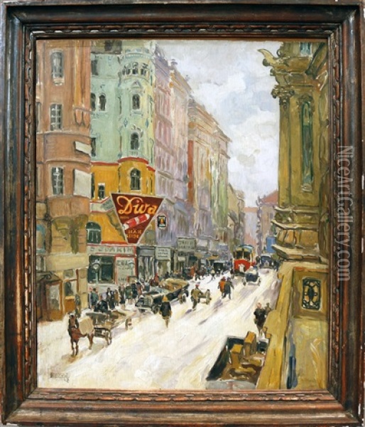 Impressionistische Strasenszene Oil Painting - August Rieger