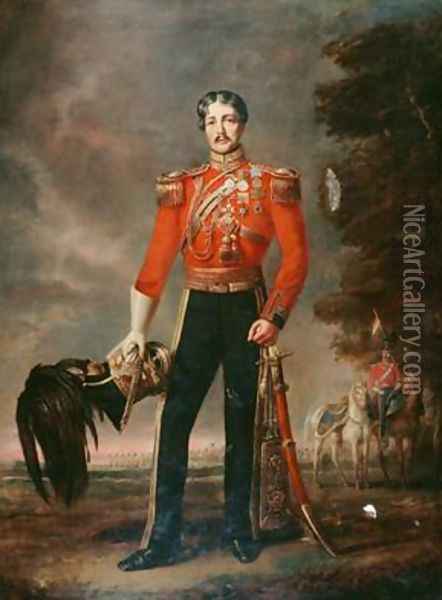 Lieutenant Colonel George James Mouat MacDowell 16th Regiment of Light Dragoons 1848 Oil Painting - Edwin Longsden Long