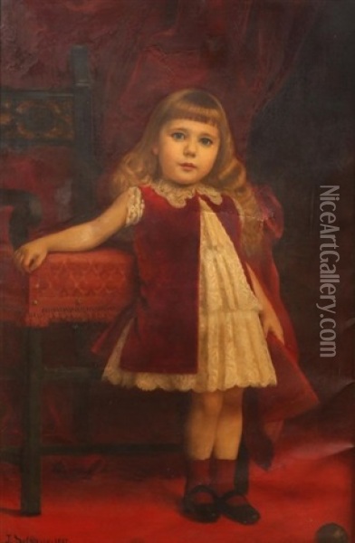Petite Fille A La Robe Ecarlate Oil Painting - Jeremie Delsaux