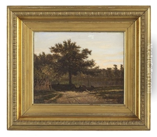 Louisiana Landscape With Goats Near The Water's Edge Oil Painting - Richard Clague