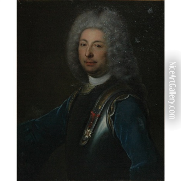 Portrait Of A Nobleman In Armor Oil Painting - Nicolas de Largilliere