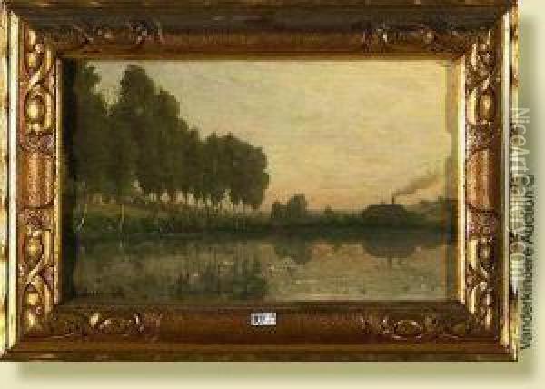 Paysage A L'etang Oil Painting - Alphonse Asselbergs