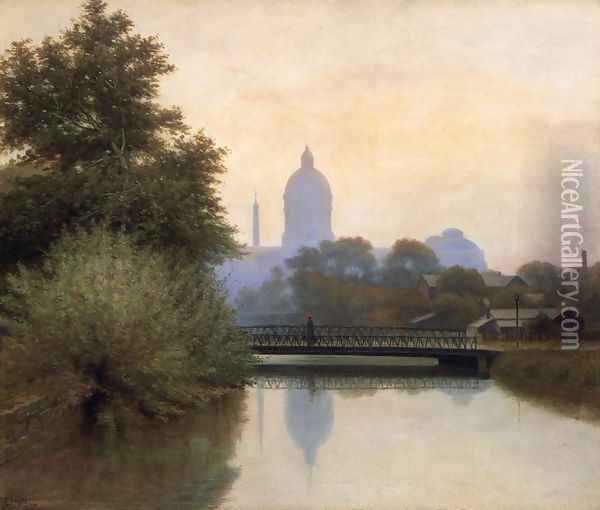 The Canal, Morning Effect, 1894 Oil Painting - Richard Buckner Gruelle