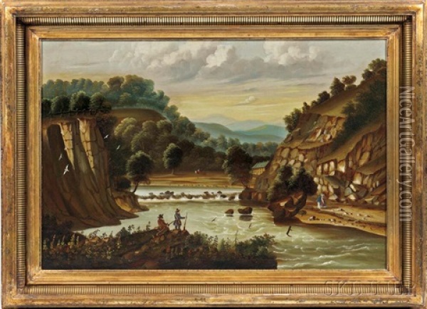 River Valley Landscape Oil Painting - Thomas Chambers