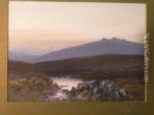 Taw Marsh,belston Torr Oil Painting - Frederick John Widgery