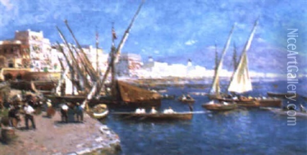 La Baie De Naples Oil Painting - Luigi Loir