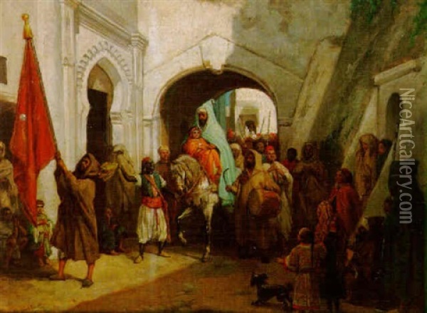 A Religious Procession, Tangiers Oil Painting - Victor Eeckhout