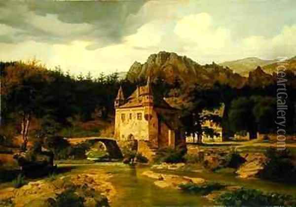 Castle in the Mountains Oil Painting - Carl Dahl