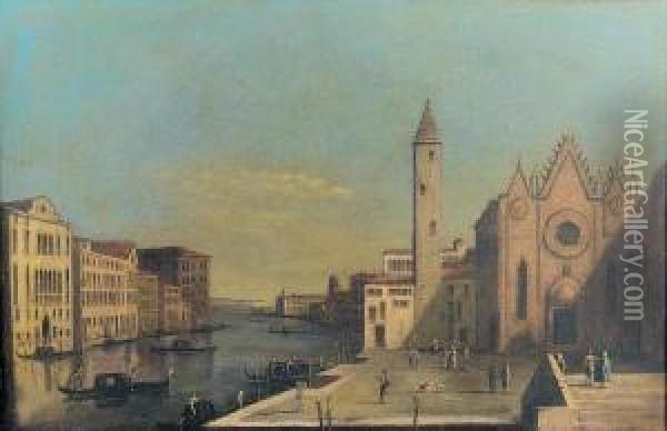 The Grand Canal From Santa Maria Della Caritalooking Towards The Bacino Di San Marco Oil Painting - Francesco Tironi