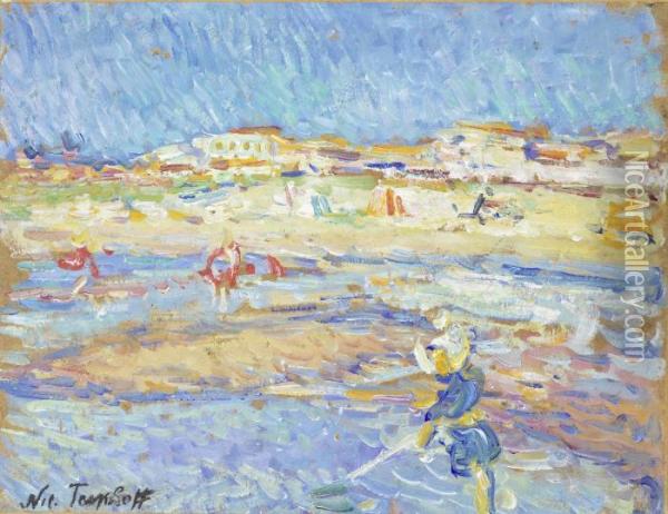 On The Beach, Soulac Sur Mer Oil Painting - Nikolai Aleksandrovich Tarkhov