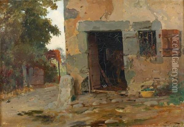 Partie Auf Dem Bauernhof. Oil Painting - Edouard Castres