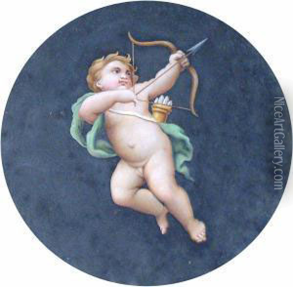 Study Of A Putto With Bow And Arrow; Study Of Putto With Olive Branch Oil Painting - Michaelangelo Maestri