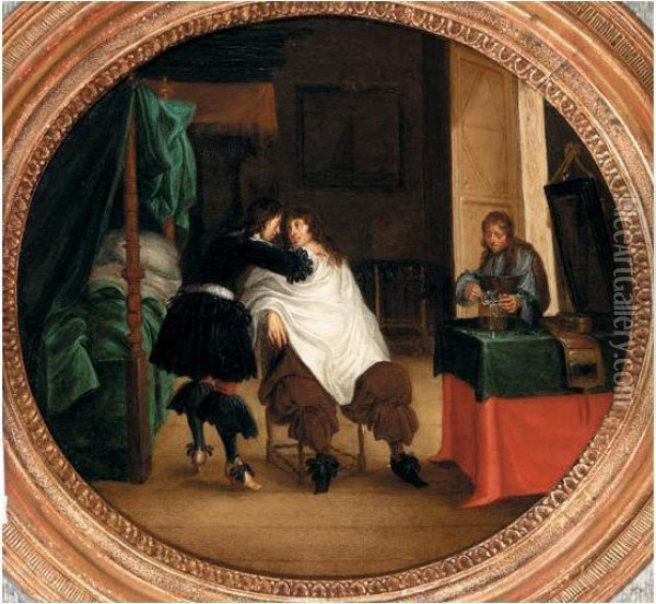 The Barber Oil Painting - Laurentius de Neter