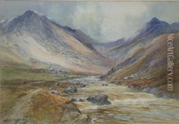 Autumn In Glen Rosa, Island Of Arran Oil Painting - Thomas Swift Hutton
