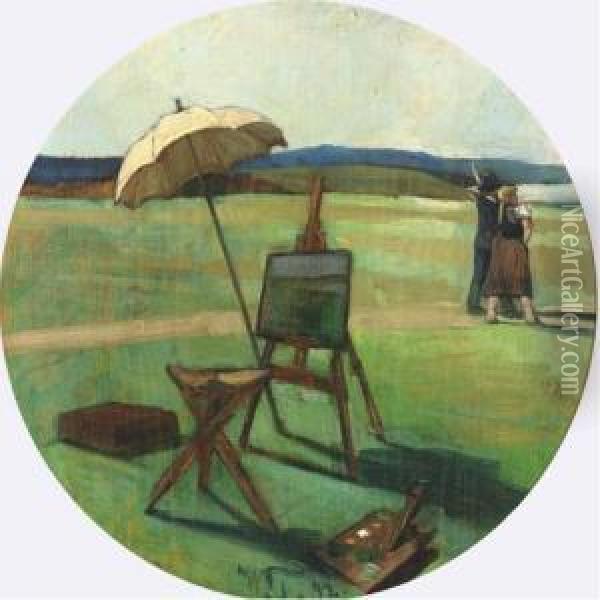 The Painter's Easel Oil Painting - Wilhelm Trubner