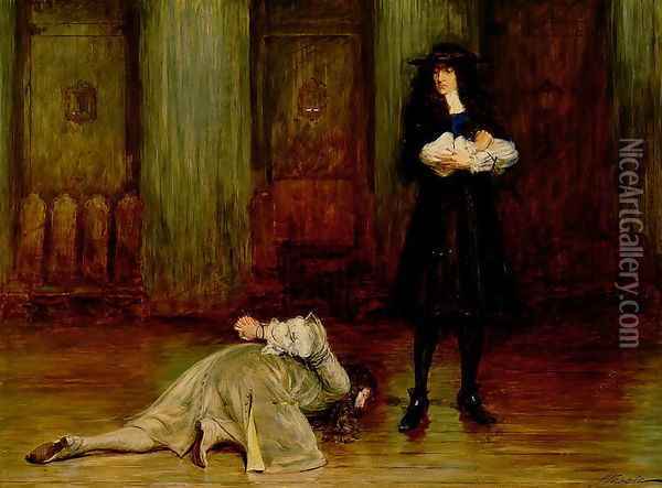 The Duke of Monmouth Pleading for his Life before James II Oil Painting - John Pettie