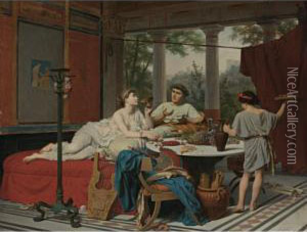 Horace At Tibur Oil Painting - Alexandre Louis Leloir