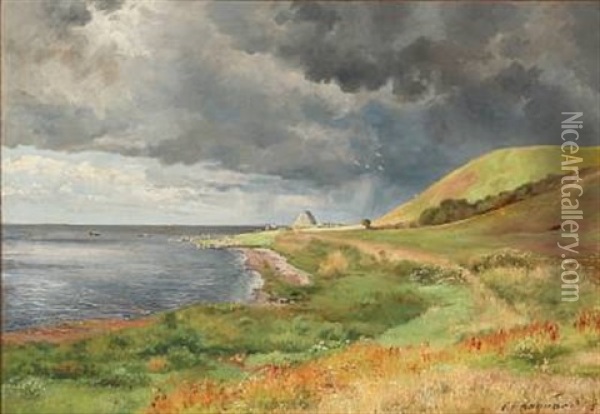 Coastal Scene From Denmark Oil Painting - Carl Frederik Peder Aagaard