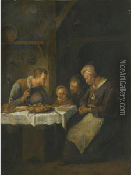 Grace Before A Meal Oil Painting - Jan Steen