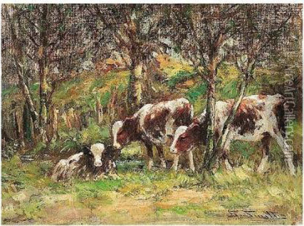 Cattle Resting In The Shade Oil Painting - George Smith