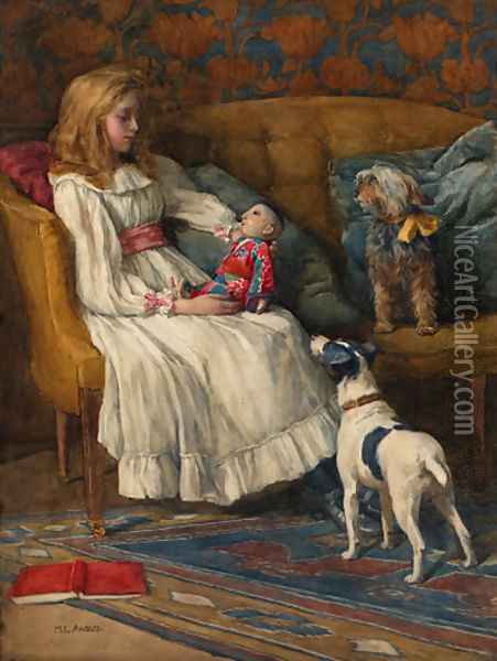 Fickle Favours Oil Painting - Maria L. Angus