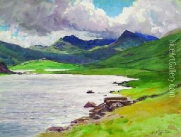 Capel Curig, North Wales Oil Painting - Harold Broadfield Warren