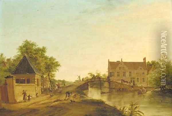 Tollbridge over the canal De Vliet Oil Painting - Karel La Fargue