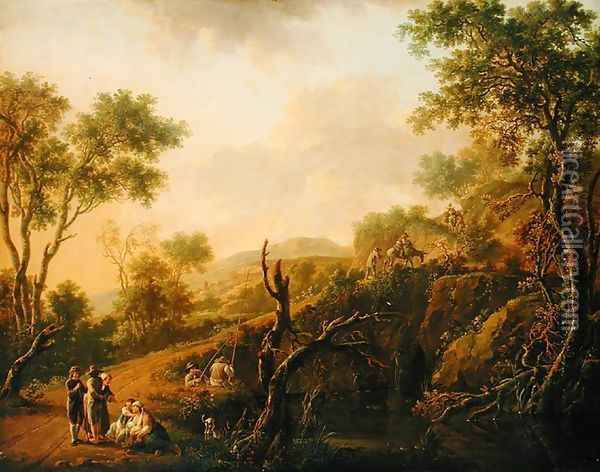 Italian Landscape Oil Painting - Hendrik Willem Schweickardt