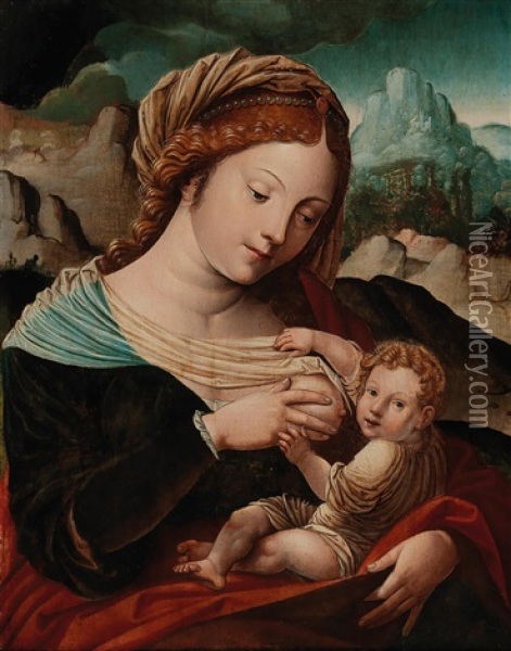 The Madonna Lactans Oil Painting - Jan Van Scorel