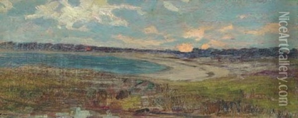 Sunset Over The Bay Oil Painting - Alexander Harrison