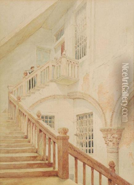 An Old Venetian Staircase (sketch) Oil Painting - Axel Herman Haig