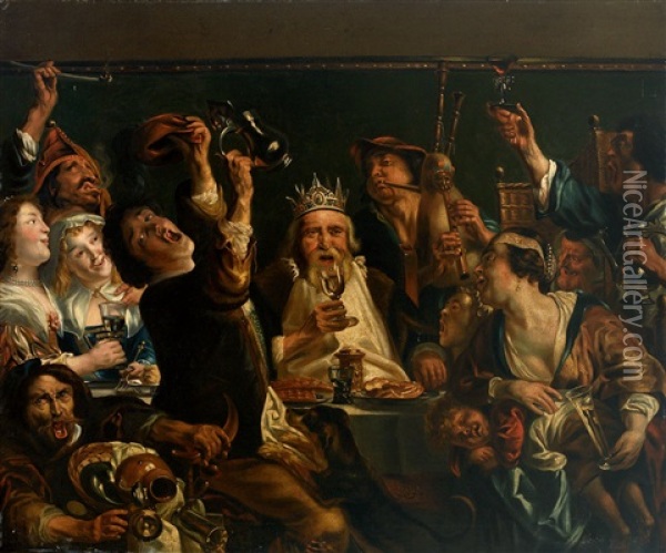 Das Fest Des Bohnenkonigs Oil Painting - Jacob Jordaens