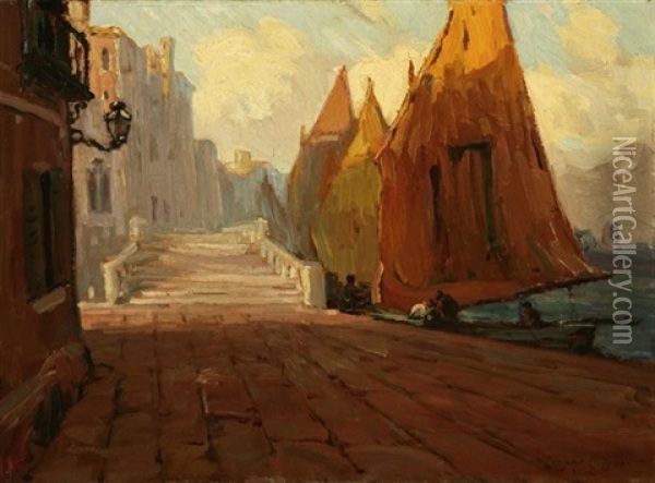 Venice, City View With Sails Oil Painting - Benjamin Chambers Brown