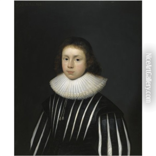 Portrait Of Edward Heath (1612-1669) Oil Painting - Cornelis Jonson Van Ceulen