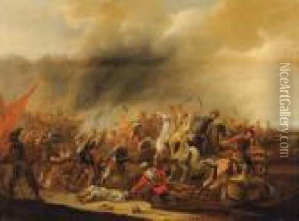 Choc De Cavalerie Oil Painting - Jan Wyck