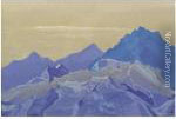 Blue Landscape Oil Painting - Nicolaj Konstantinov Roerich