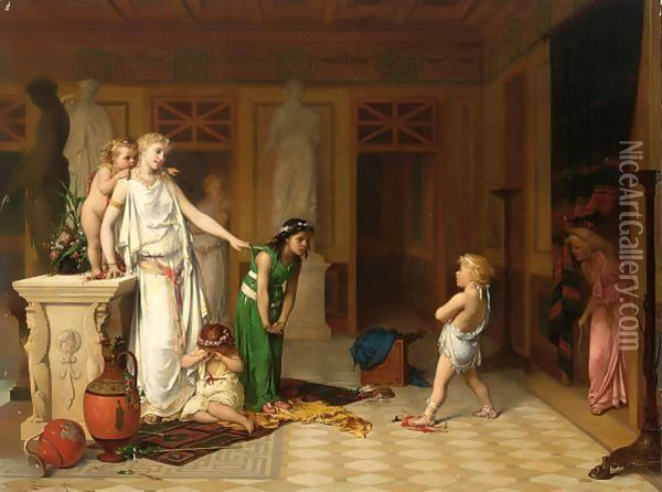 The Children's Quarrel Oil Painting - Pierre Oliver Joseph Coomans