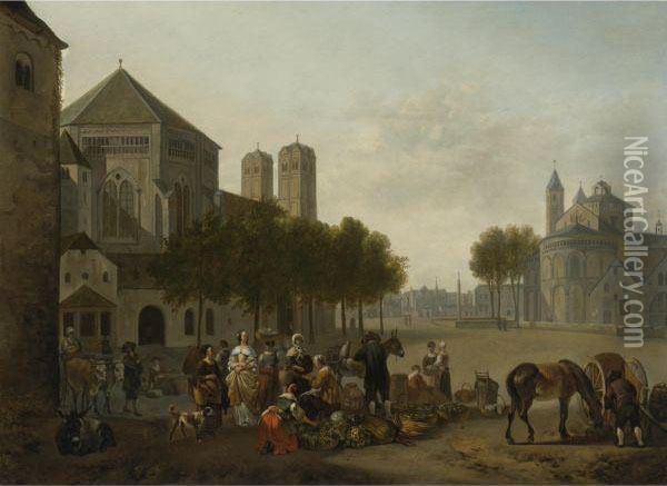 View Of The Churches Of Sankt Gereon Oil Painting - Gerrit Adriaensz Berckheyde