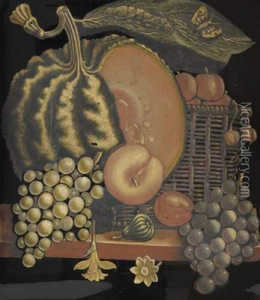 Nature Morte Au Panier De Fruits Oil Painting - Cyprien Ginisty