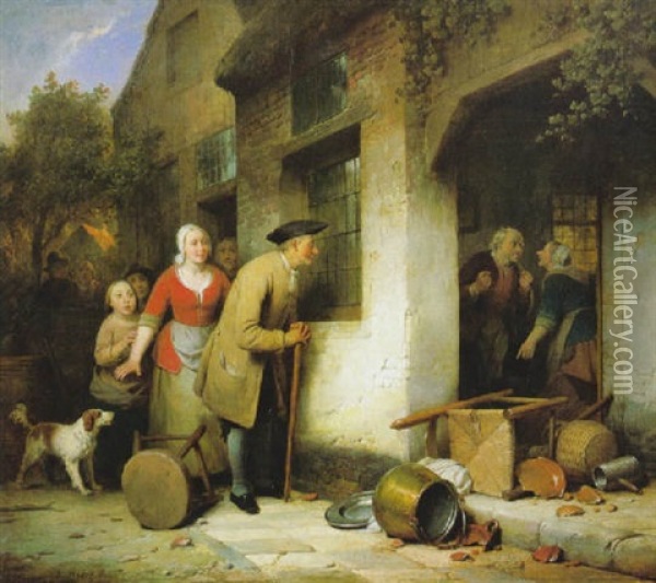 Le Mauvais Menage Oil Painting - Ferdinand de Braekeleer the Elder