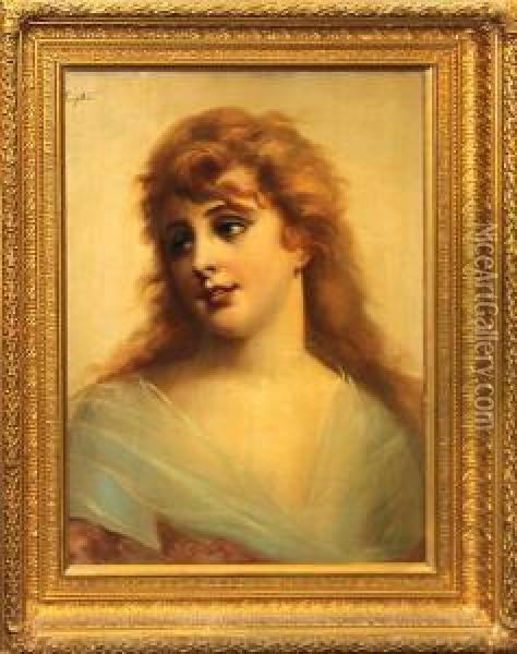 A Portrait Of A Lady Oil Painting - Eduardo Tojetti
