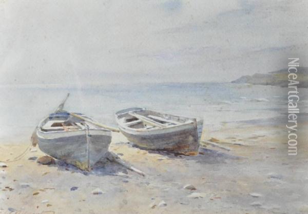 Beached Rowing Boats Oil Painting - Charles William Adderton