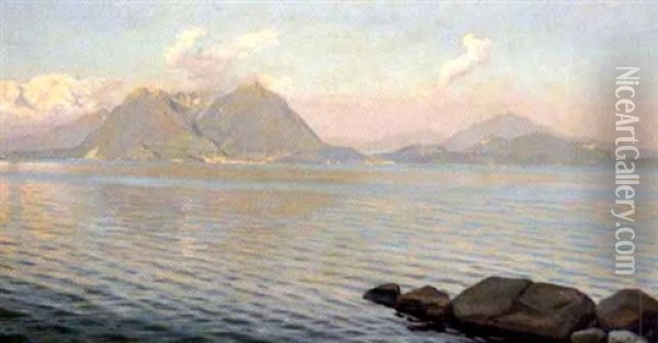 Lago Maggiore Oil Painting - Harald Slott-Moller
