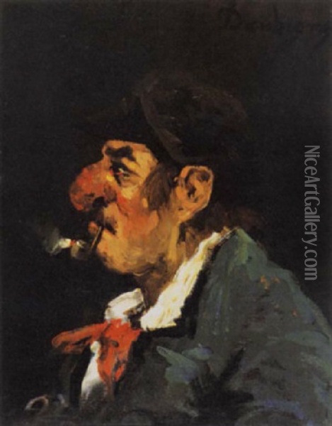 L'homme A La Pipe Oil Painting - Charles Francois Daubigny