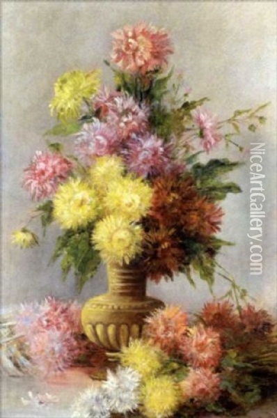 Fleurs D'automne Oil Painting - Marie-Emmanuel Bousquet
