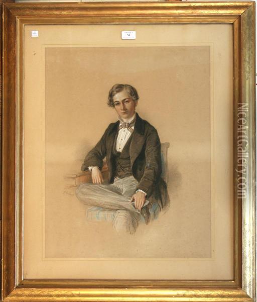 Portrait Of A Young Man Seated In A Chair Oil Painting - Josiah Gilbert