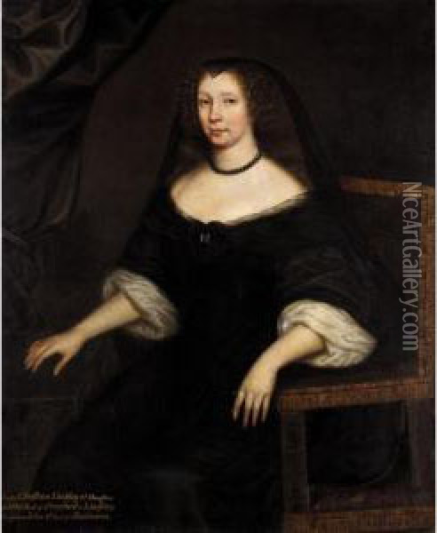 Portrait Of Lady Christian Lindsay, Wife Of John, 4th Earl Of Haddington Oil Painting - David Scougall