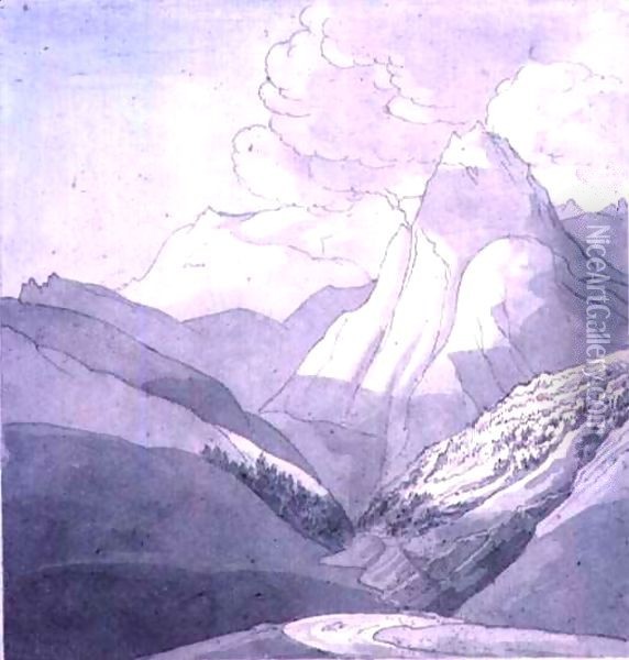 The Alps near the source of the Rhine Oil Painting - John White Abbott