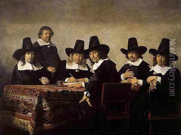 The Regents of the Children's Orphanage in Haarlem 1663 2 Oil Painting - Jan De Bray