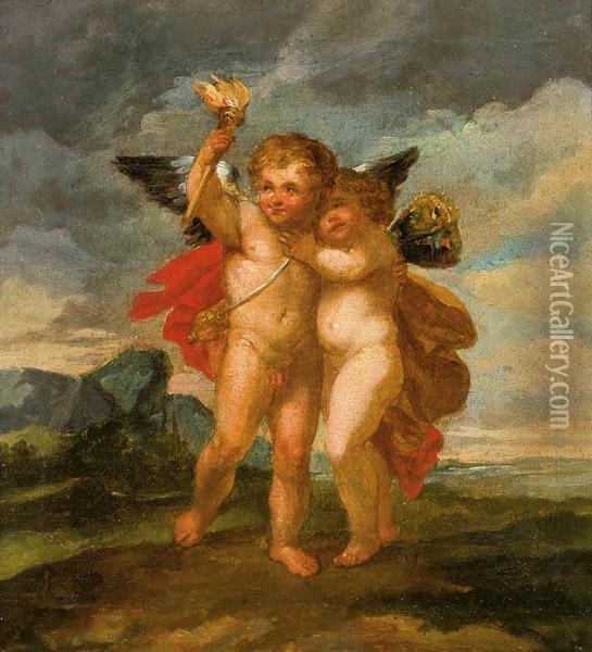 Amor Und Psyche Oil Painting - Januarius Zick